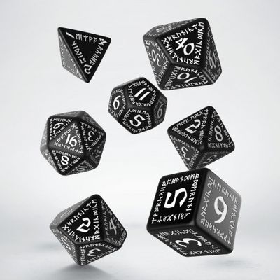 Runic Black & white Dice Set - Q-Workshop