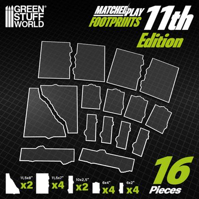 11th Edition Glasspack Footprints Wh40k compatible 40k Gelände-Footprints aus Glasspack 11th Edition - Greenstuff World