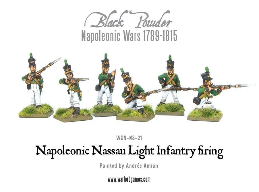 Napoleonic Nassau Light Infantry firing - Black Powder - Warlord Games
