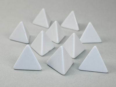 Bag of 10 D4 W4 White Blank Opaque Polyhedral Dice - Chessex