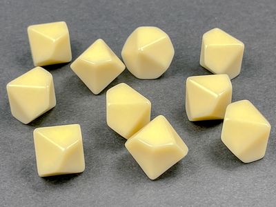 Bag of 10 D10 W10 Ivory Blank Opaque Polyhedral Dice - Chessex