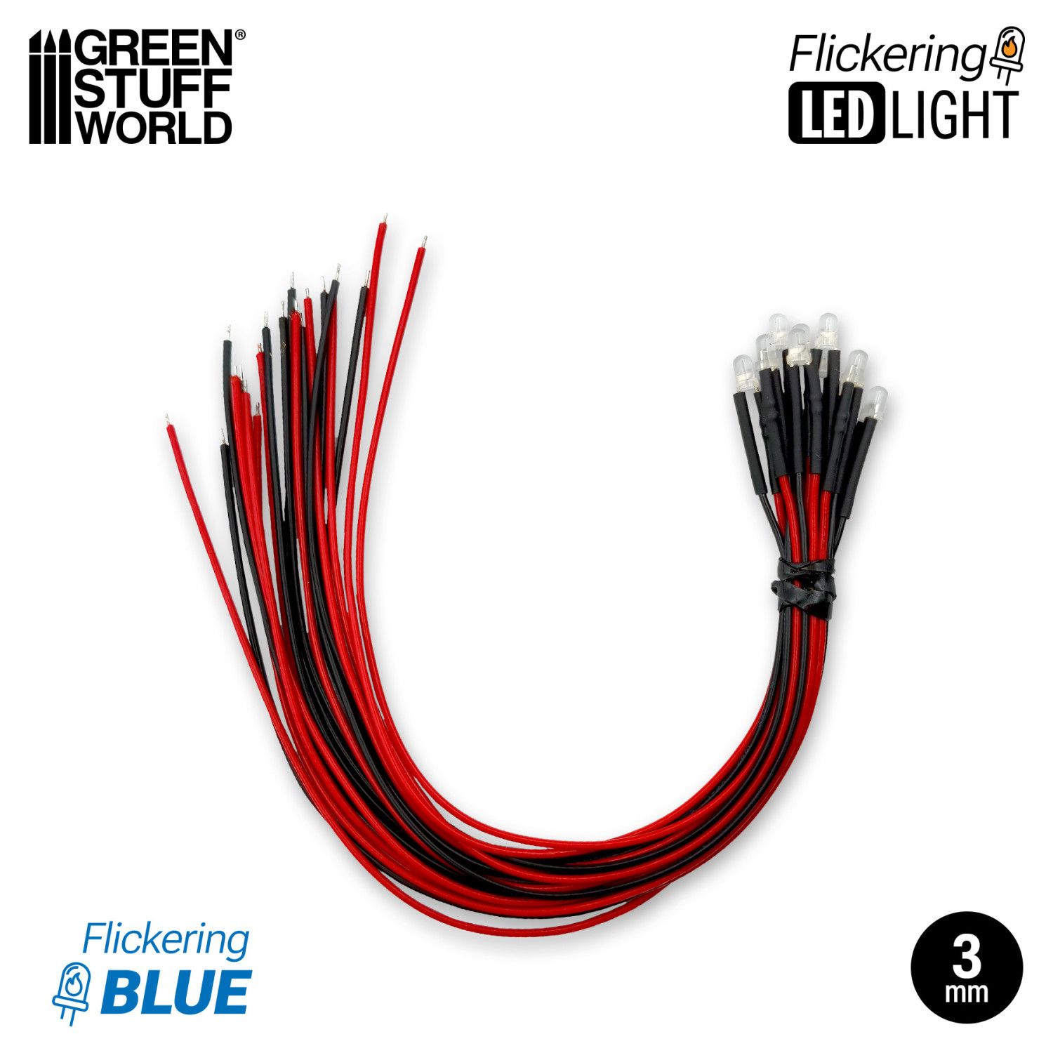 Red Flickering LED Lights 3mm - Greenstuff World