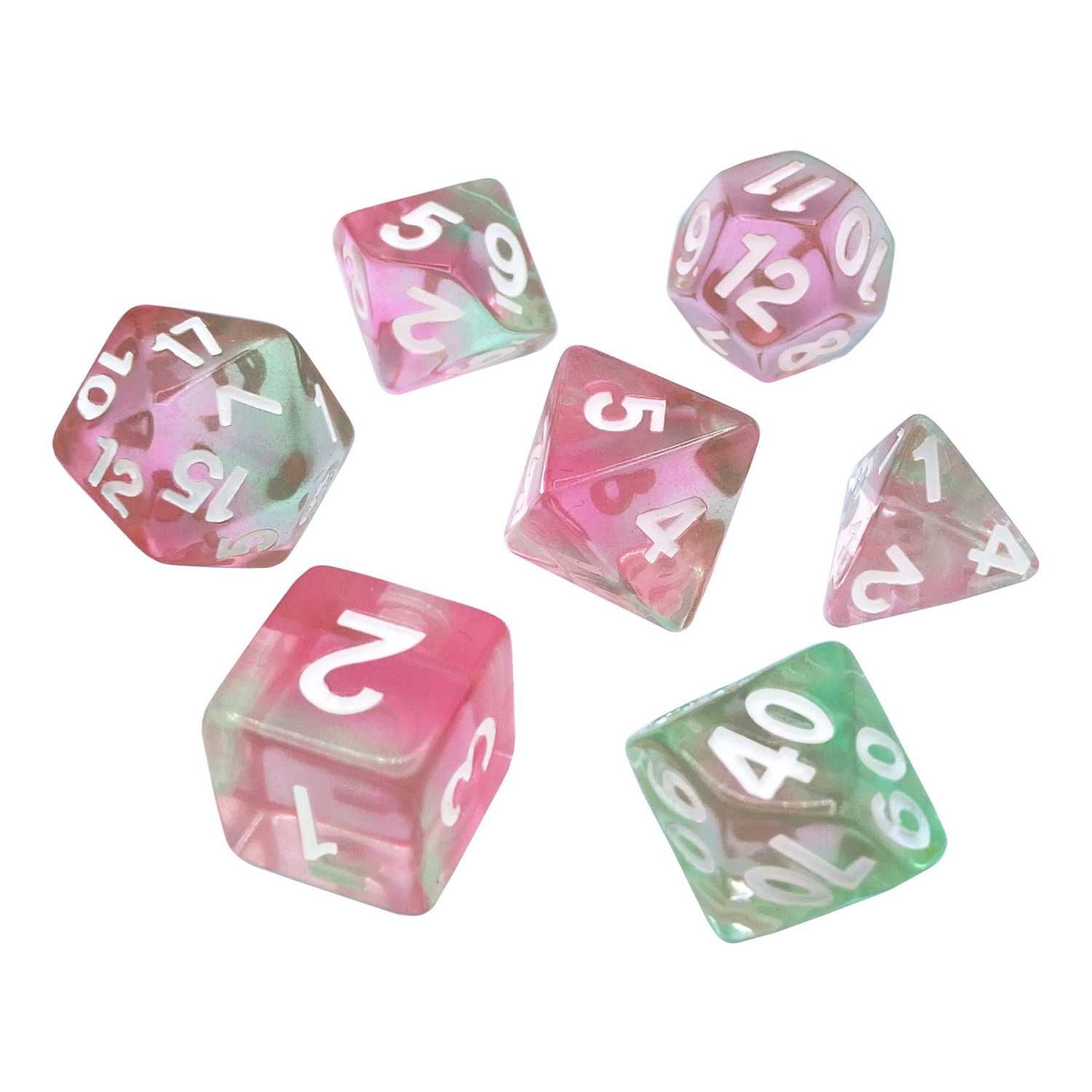 7x Mix 16mm Dice - Clear Pink - GSW