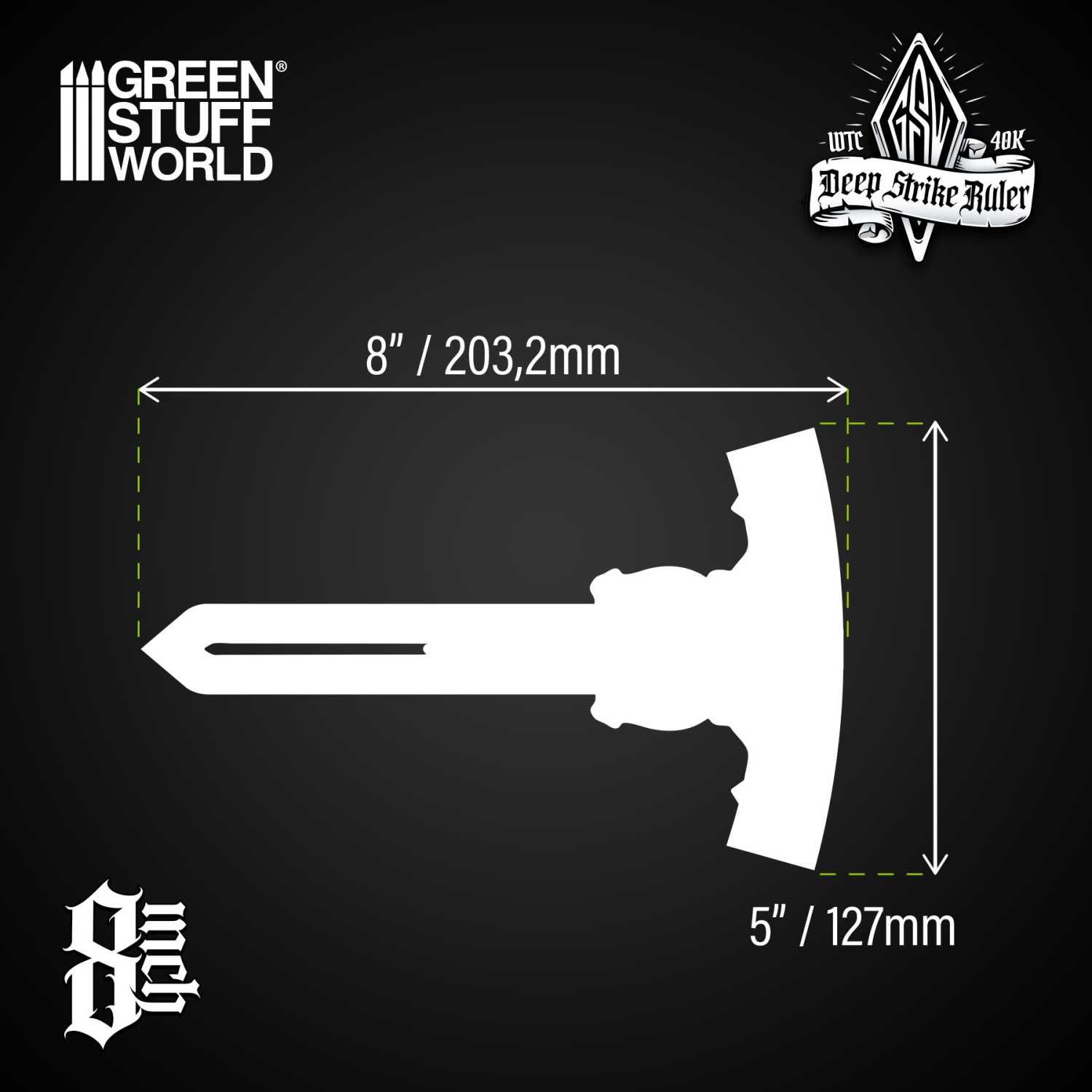 Deep Strike Ruler Template 8" - Fluor Orange - Greenstuff World
