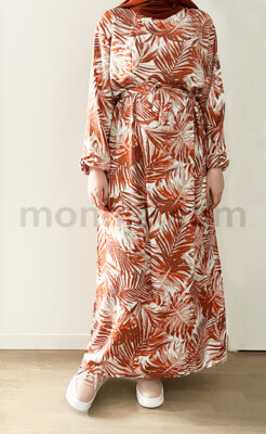 Robe coton motif feuille de palmier