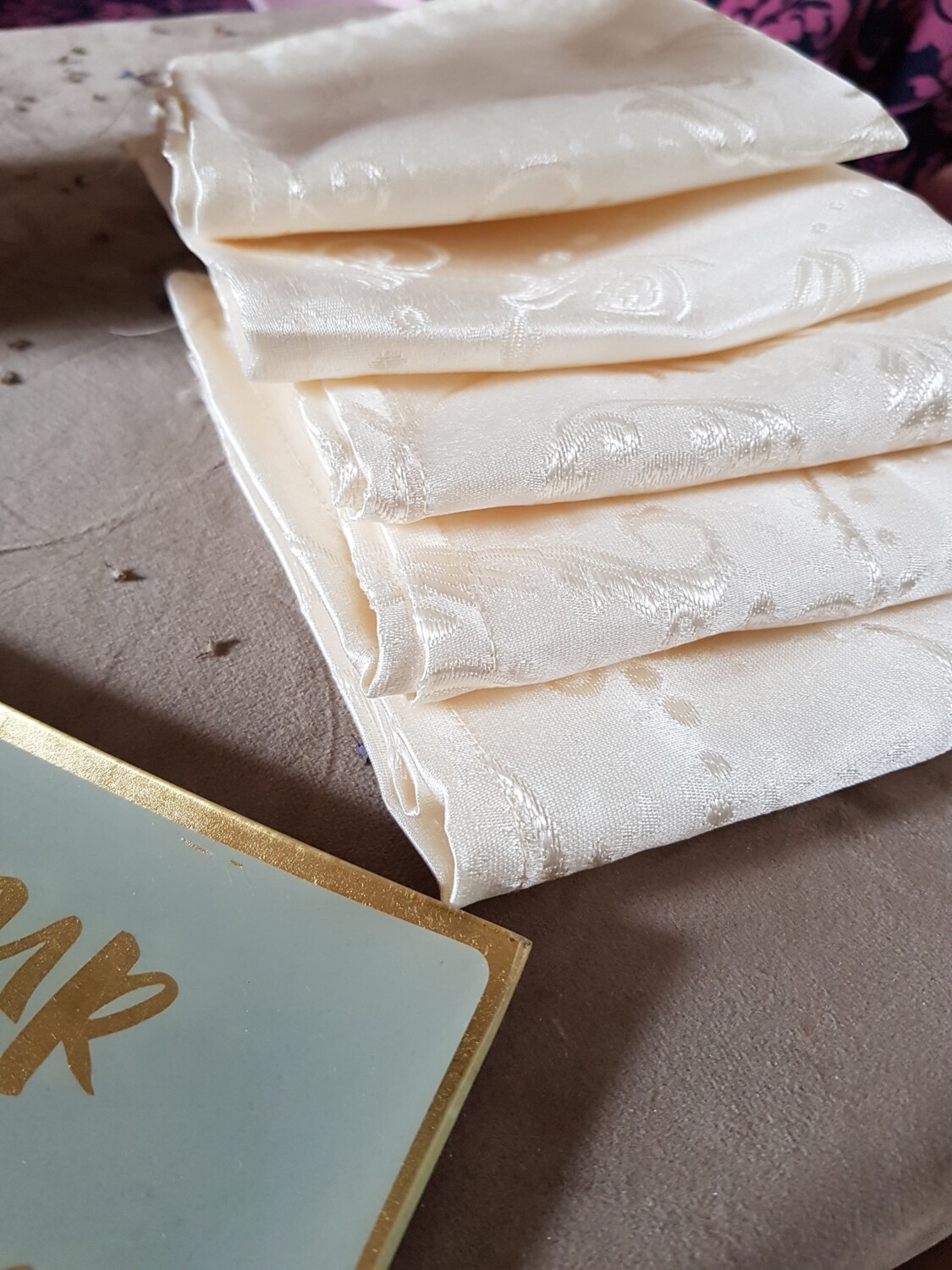 Servet brocart ivory crem 30x30 cm