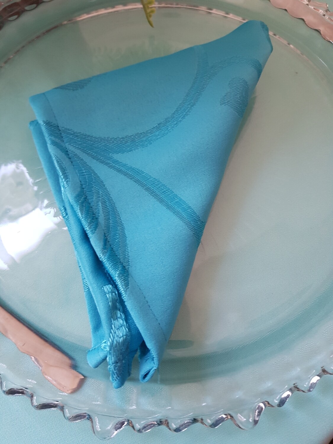 Servet brocart albastru turcoaz  30x30 cm
