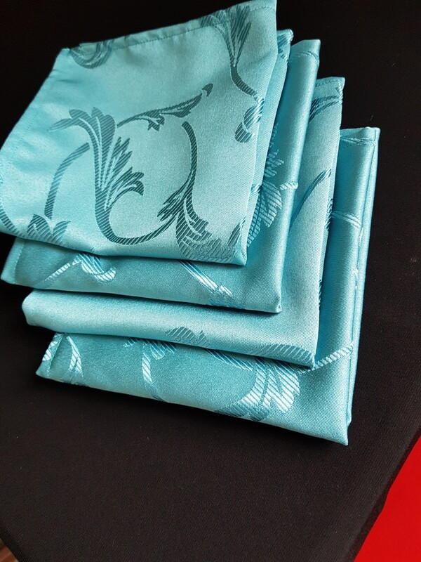 Servet 30x30 cm brocart albastru turcoaz