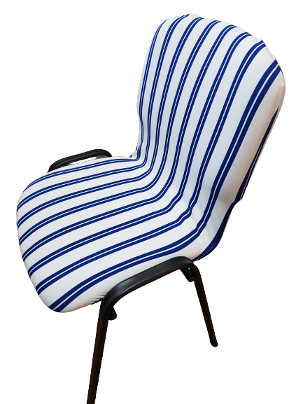 Husa alb-albastru scaun vizitator