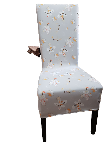Huse fixe gri cu model floral - scaun Munchen