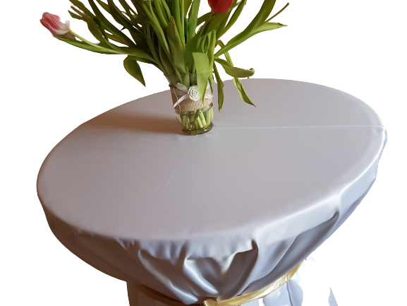 Față masă brocart alb satinat diametrul 320 cm