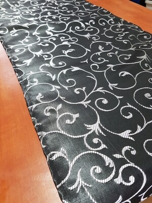 Traversa masa 40x190 cm brocart negru&amp;argintiu