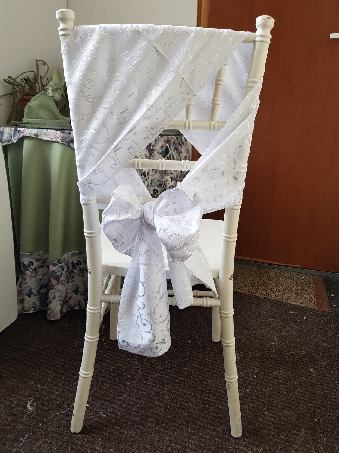 Esarfe 23x215 cm brocart alb model melci
