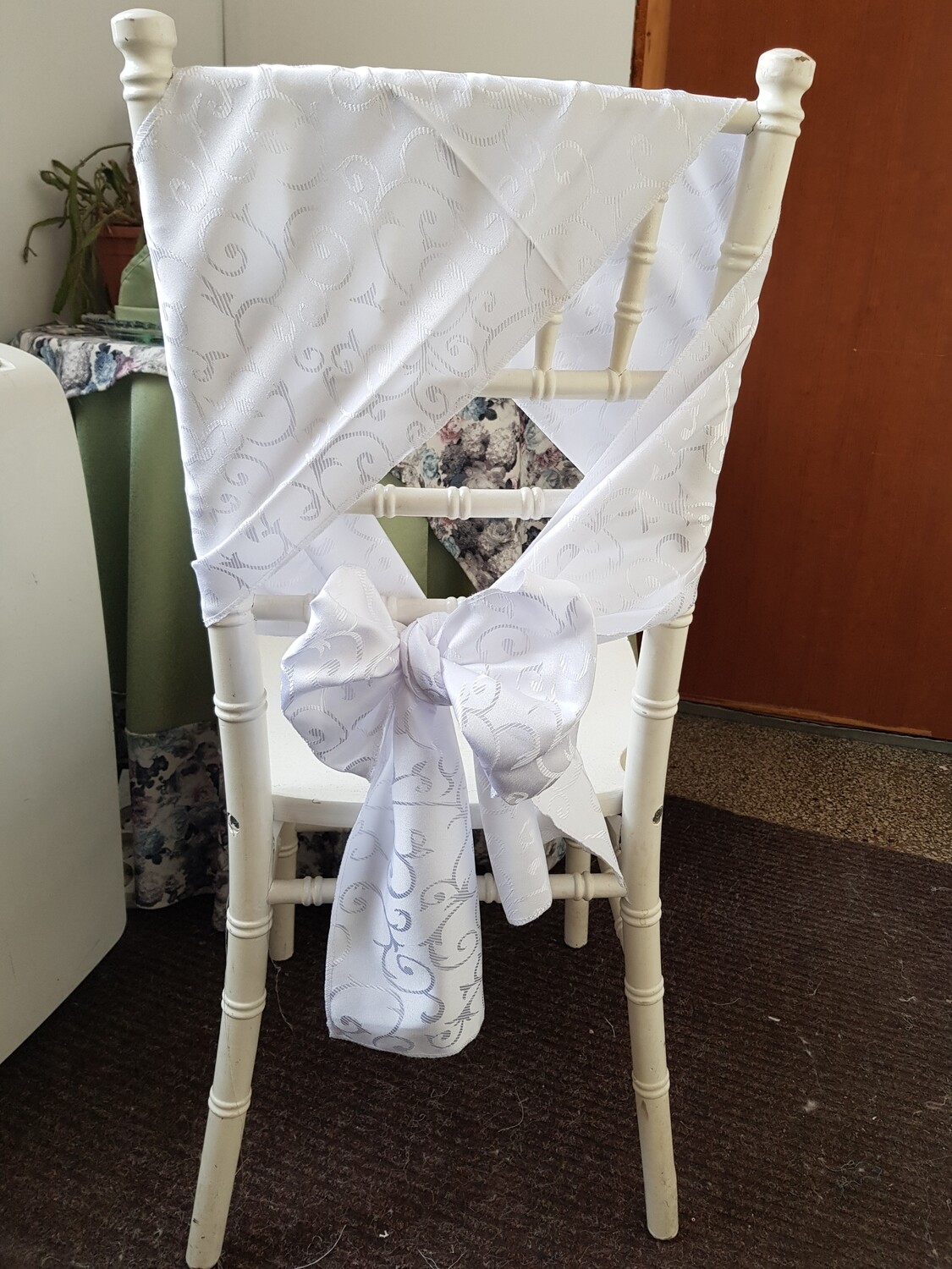 Esarfe 23x215 cm brocart alb model melci