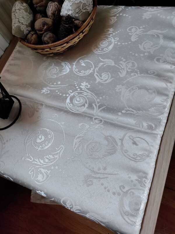 Traversa masa 49x145 cm brocart ivory