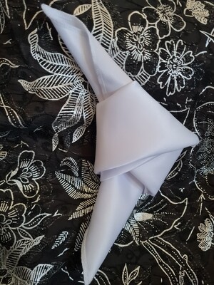 Șervet  brocart uni alb fara model, aspect satinat