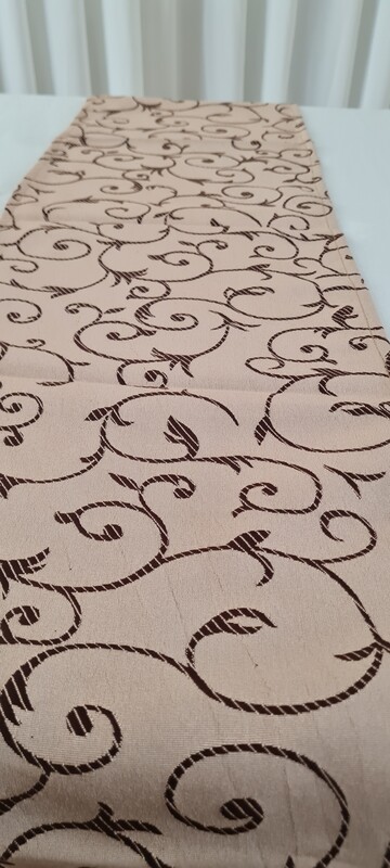 Traverse masa 30x180 cm brocart bej si maro