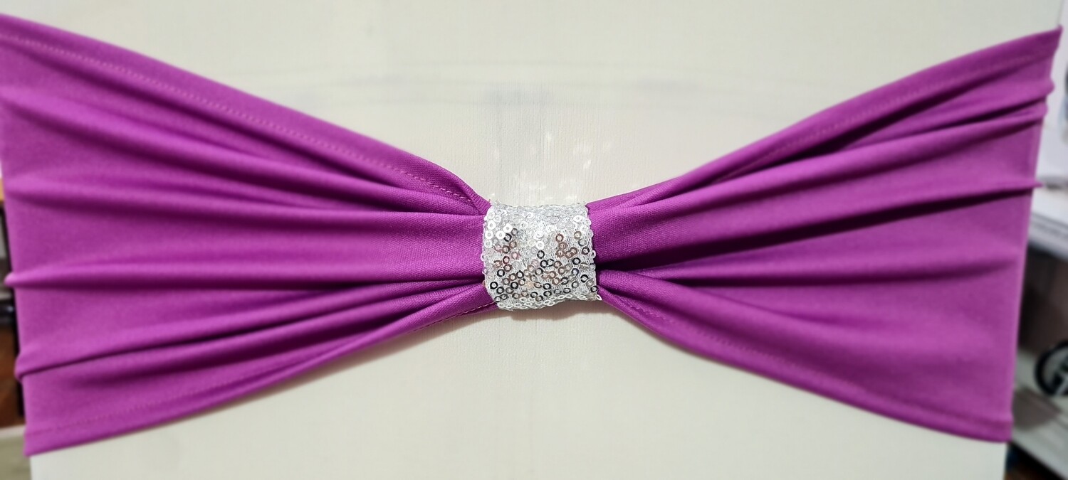 Benzi elastice milanez violet cu inel paiete argintii