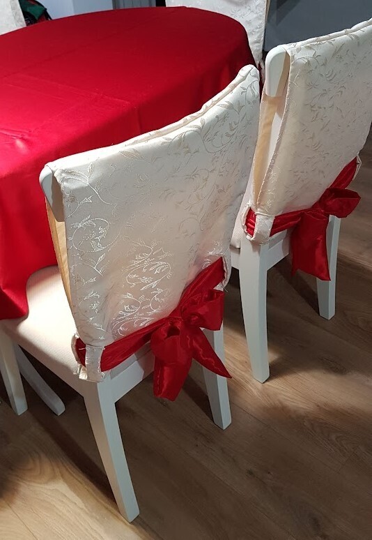 Husa crem &amp; auriu pentru spatarul scaunului