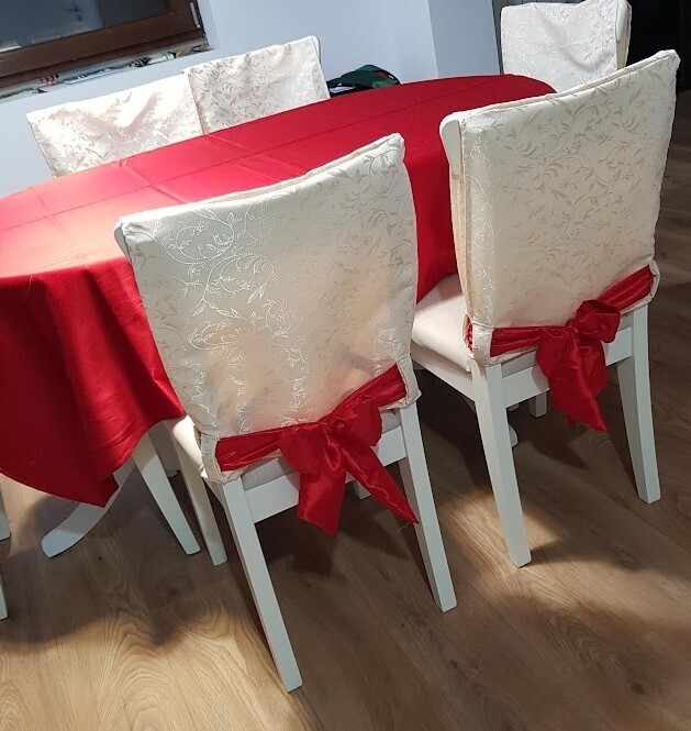 Husa crem &amp; auriu pentru spatarul scaunului