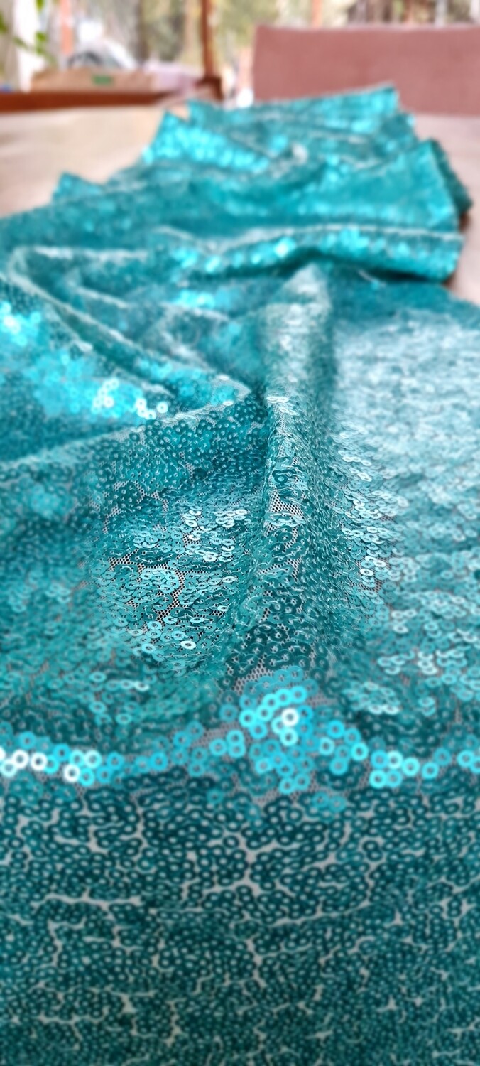 Traversă masă paiete verde turcoaz30x200 cm