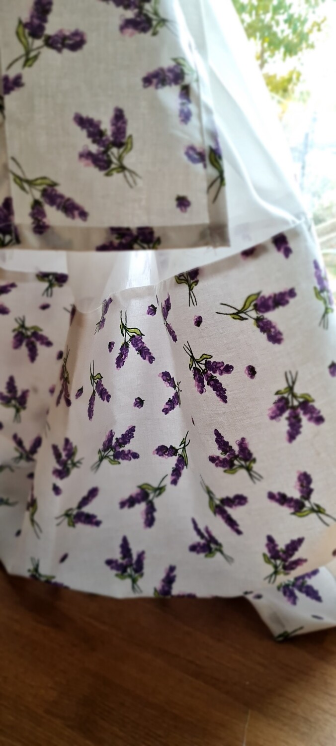 Perdea voal si bumbac imprimeu lavanda - 150x150 cm