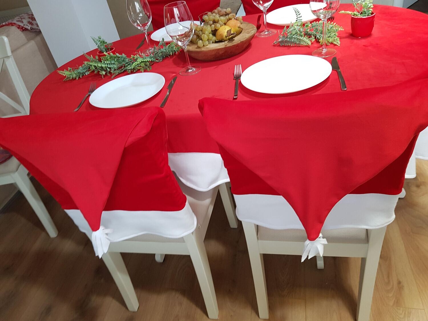 Huse Crăciun pentru scaun confecționate din catifea elastică