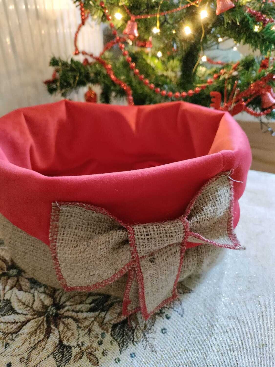 ”Coș”  textil iută și catifea