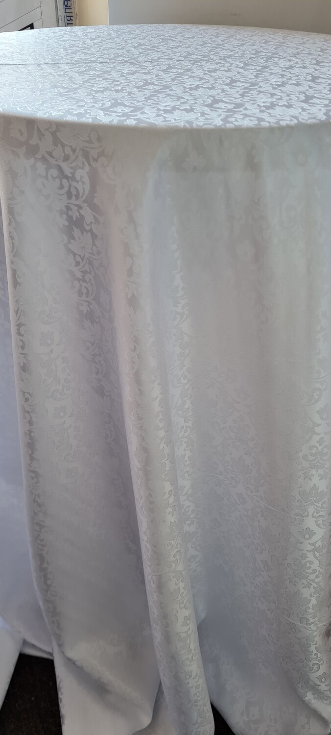 Fețe de masă brocart alb ”fleur de lis”,  diametrul 340cm