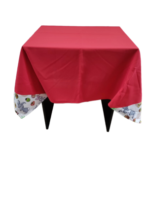 Față masă minimat roșu și colțuri cu imprimeu Pascal (140x140 cm)