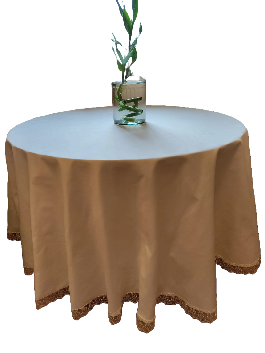 Față masă rotundă, diametrul 175 cm, cu dantelă ivory
