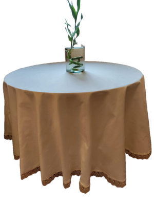 Față masă rotundă, diametrul 175 cm, cu dantelă ivory