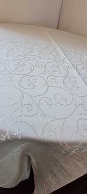 Față masă brocart ivory light, diametrul 300 cm, model melci