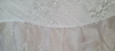 Fusta masa tulle ivory cu sclipici si dantela brodata L=400cm