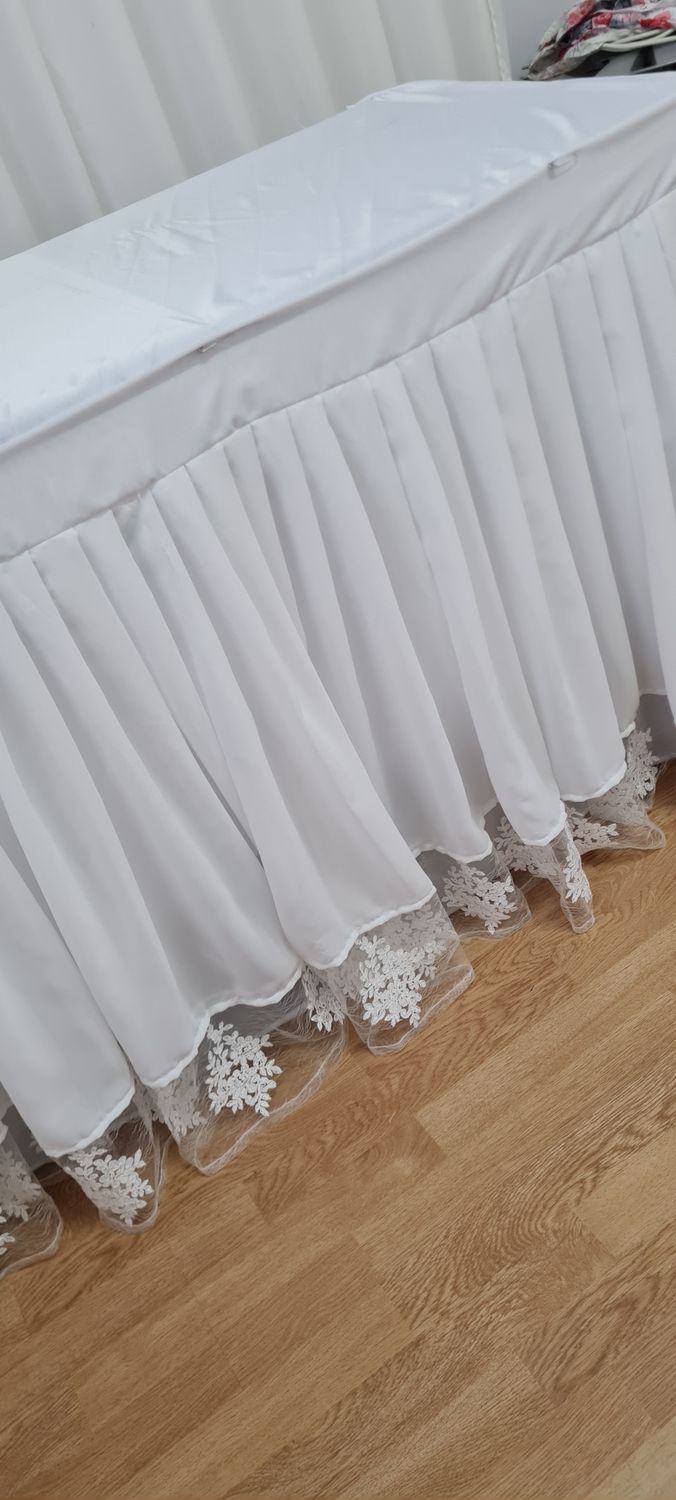 Fustă masă voal ivory și dantelă
