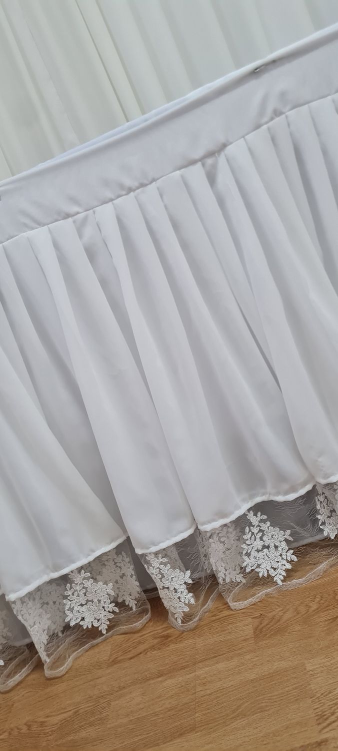 Fustă masă voal ivory și dantelă