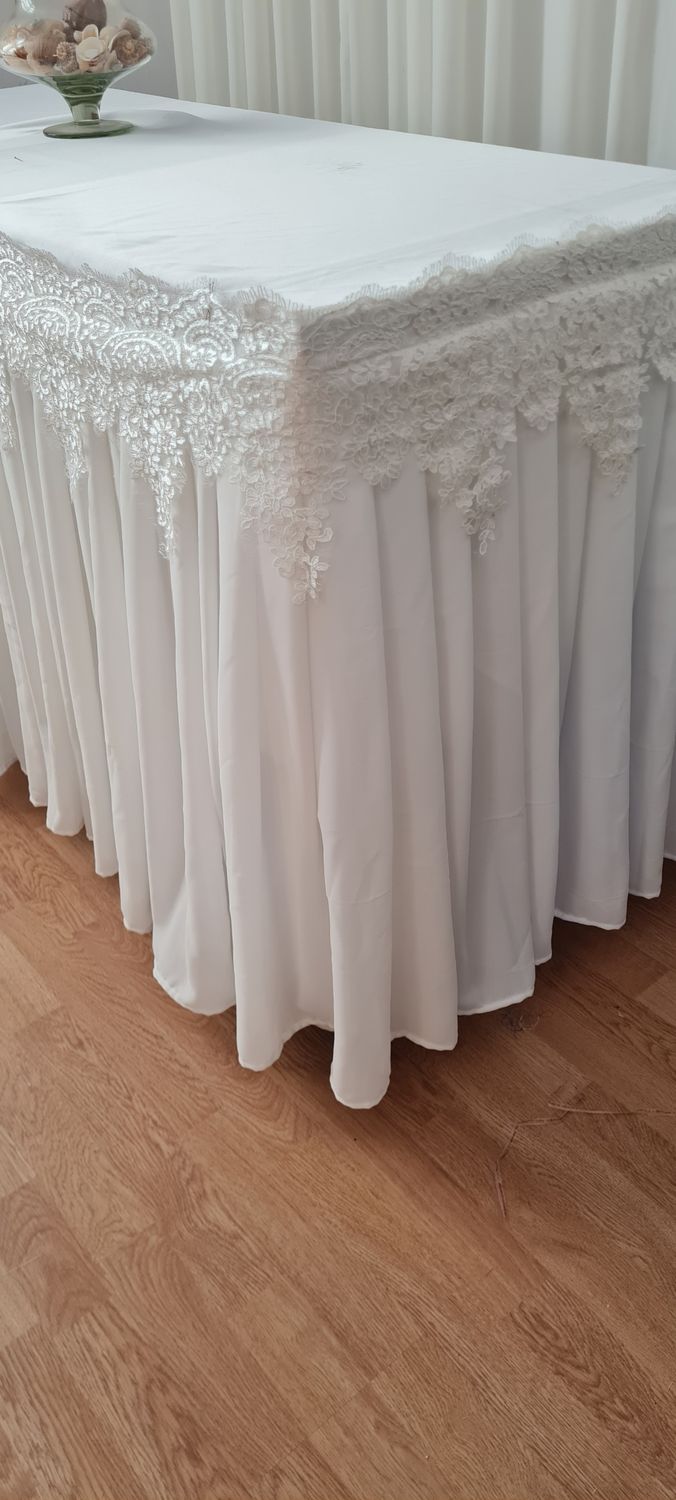 Fusta masa voal ivory cu dantelă brodată