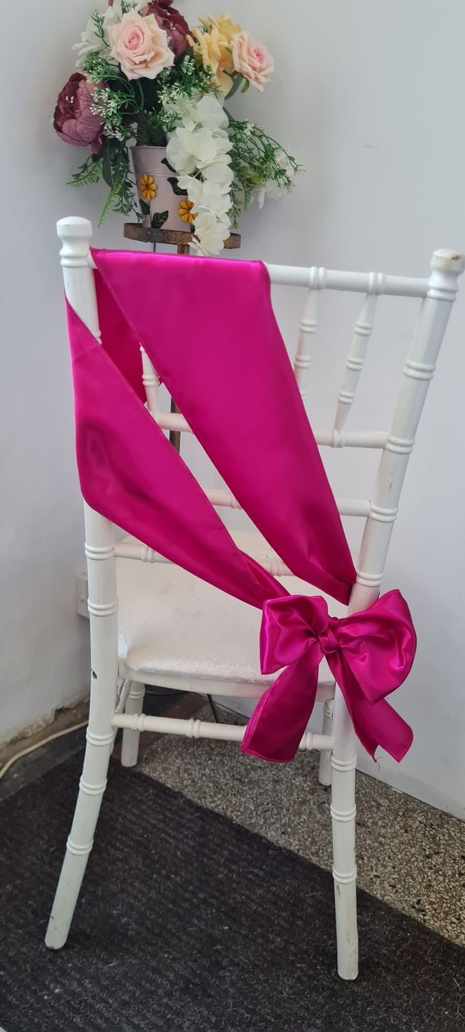 Eșarfe 14x220 cm, satin roz fucsia