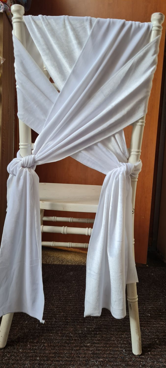 Esarfe 15x195 cm, catifea elastica alba