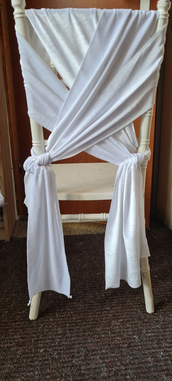 Esarfe 15x195 cm, catifea elastica alba