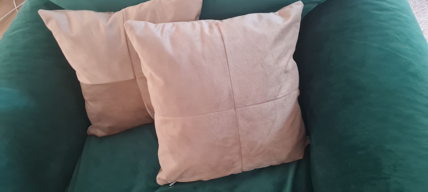 Set 2 huse/fețe perna catifea bej (40x40 cm)