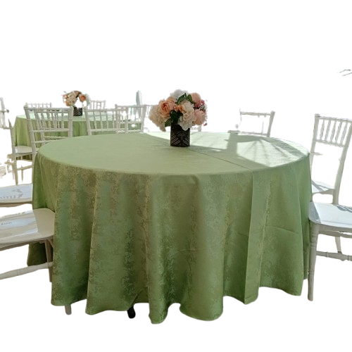 Fețe de masă rotunde, brocart verde deschis