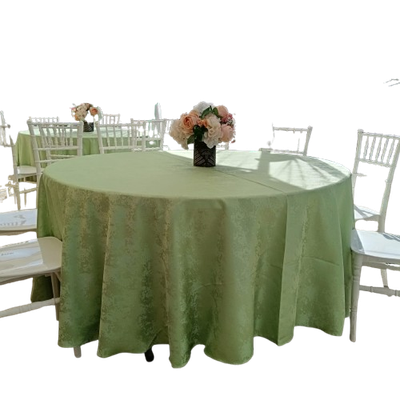 Fețe de masă rotunde, brocart verde deschis