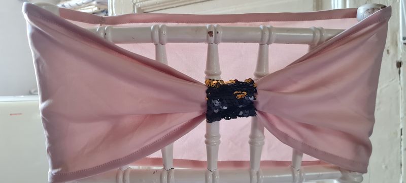 Benzi elastice roz prăfuit cu inel paiete reversibile