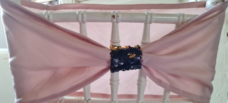 Benzi elastice roz prăfuit cu inel paiete reversibile