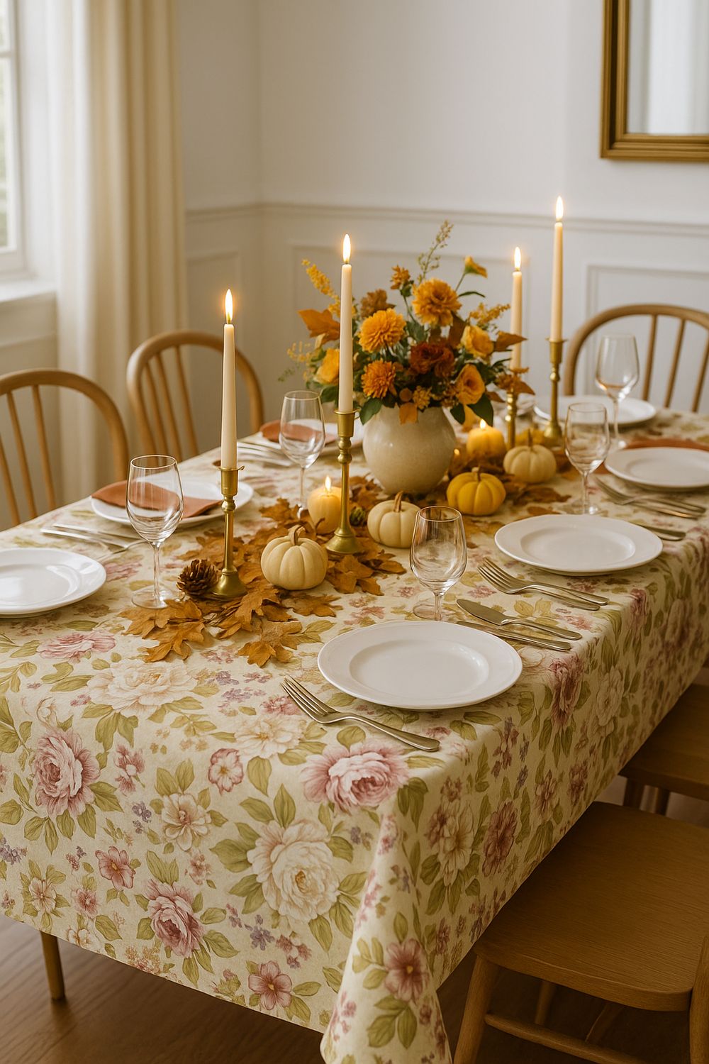 Fata masa bej cu flori