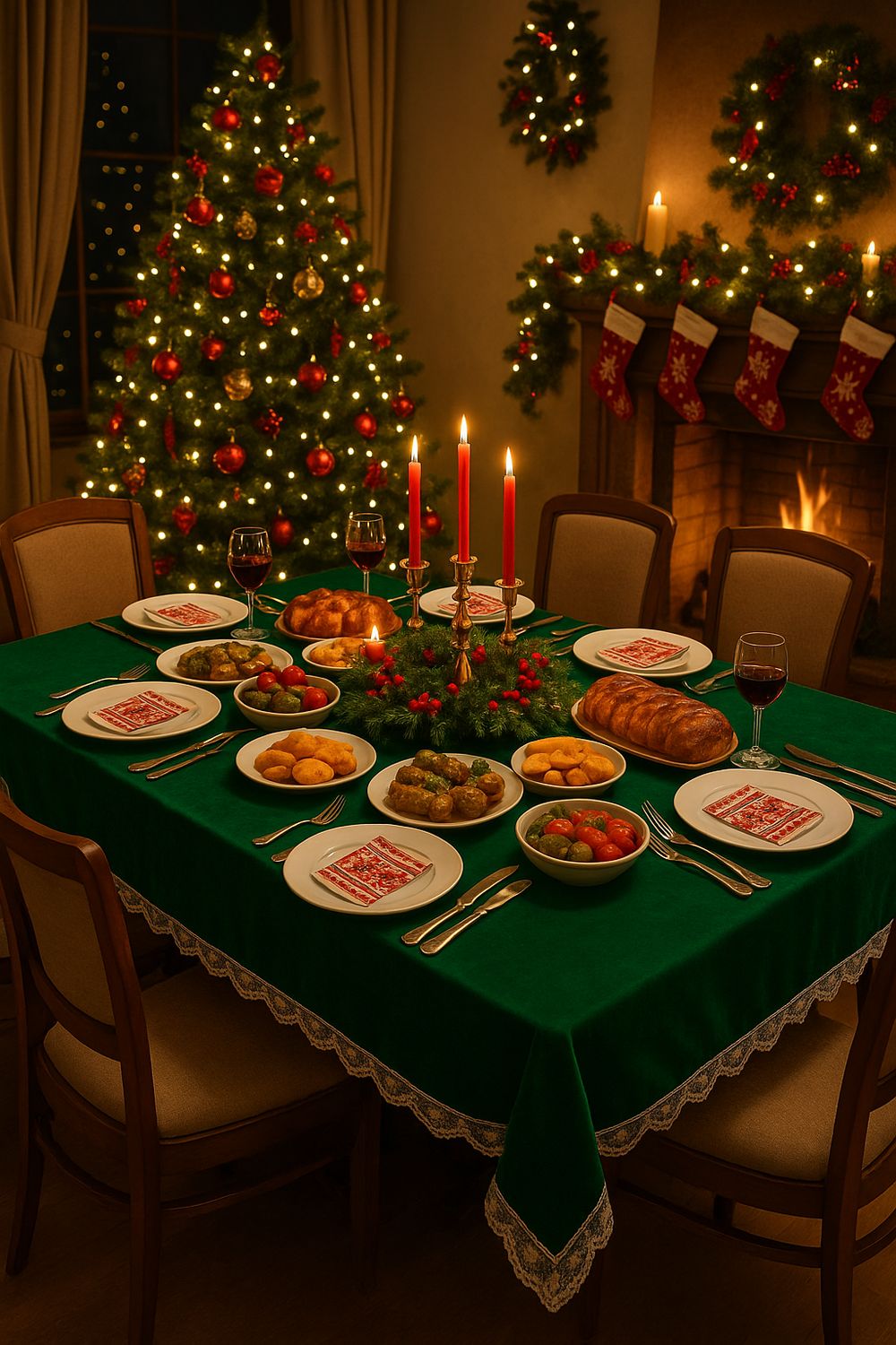 Fata masa catifea fixa verde inchis cu bordura dantelă  ivory