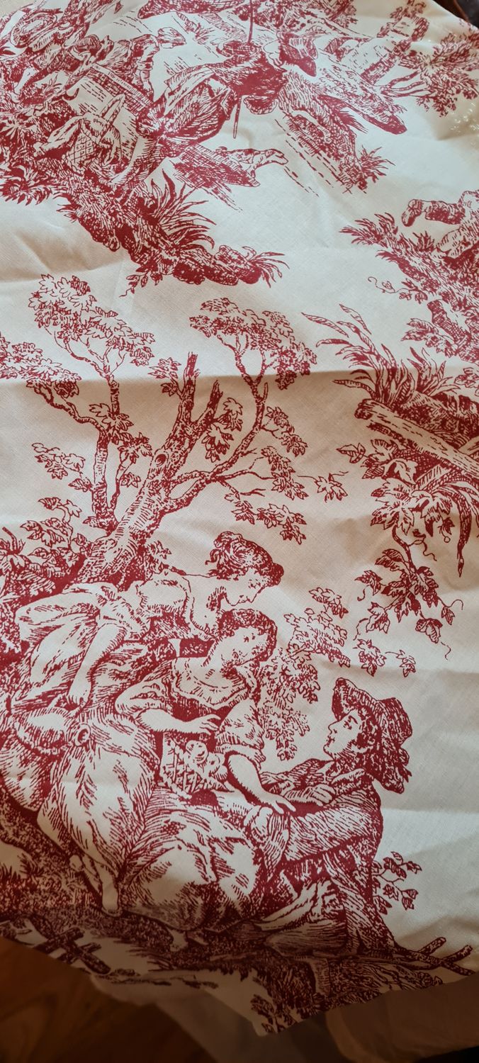 Șervet bumbac subțire - Toile de Jouy - roșu