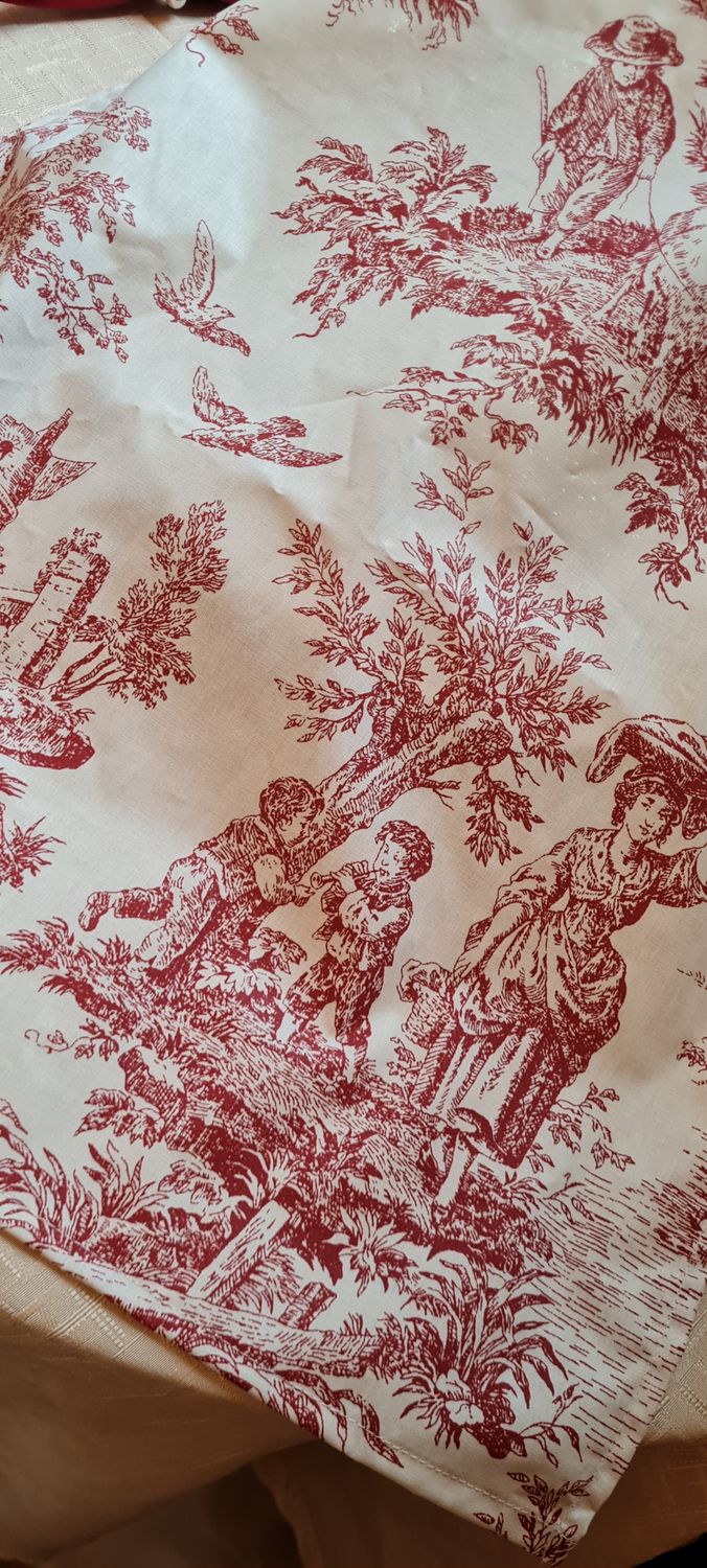 Șervet bumbac subțire - Toile de Jouy - roșu