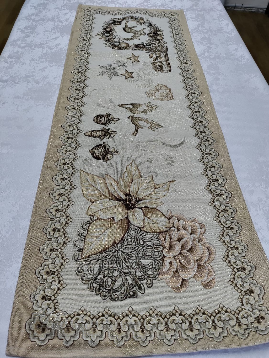 Traverse masa 40x100 cm goblen auriu